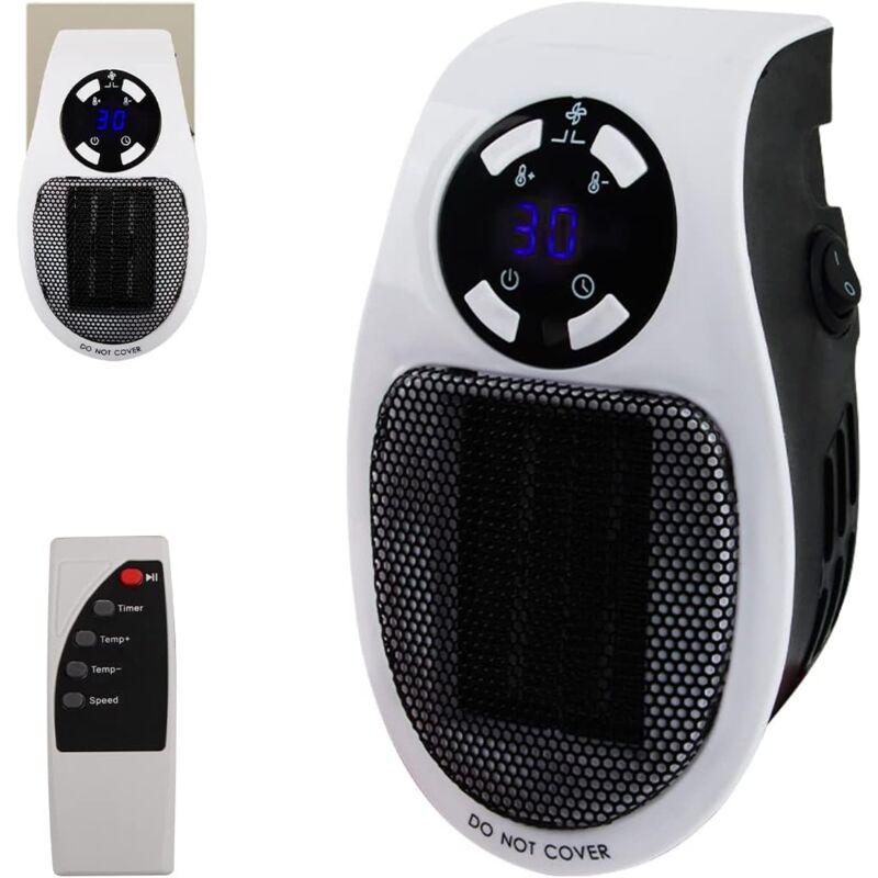 foto del prodotto sollbry riscaldatore elettrico da 500 w, mini termoventilatore elettrico con presa, termoventilatore da parete con telecomando, termoventilatore