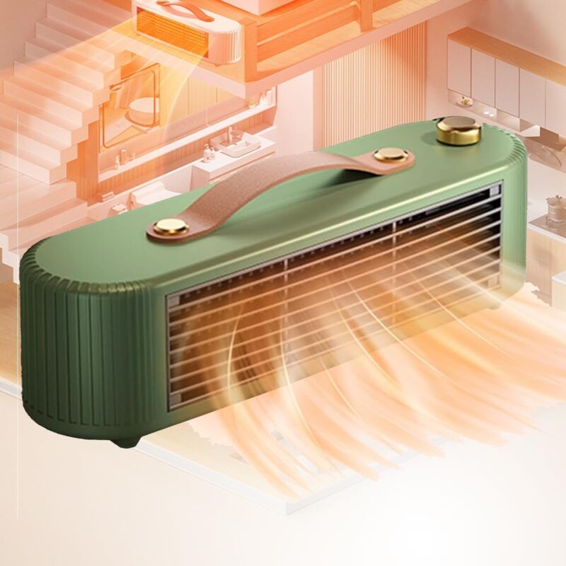 foto del prodotto sollbry riscaldatore elettrico, riscaldatore portatile da 800 w con ciclo di riscaldamento a 360 e riscaldamento rapido in ceramica ptc,