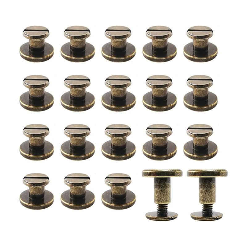 foto del prodotto sollbry rivetti a vite in ferro, rivetti in ottone, set di rivetti, rivetti in pelle, rivetti in metallo, per lavori artigianali in pelle e