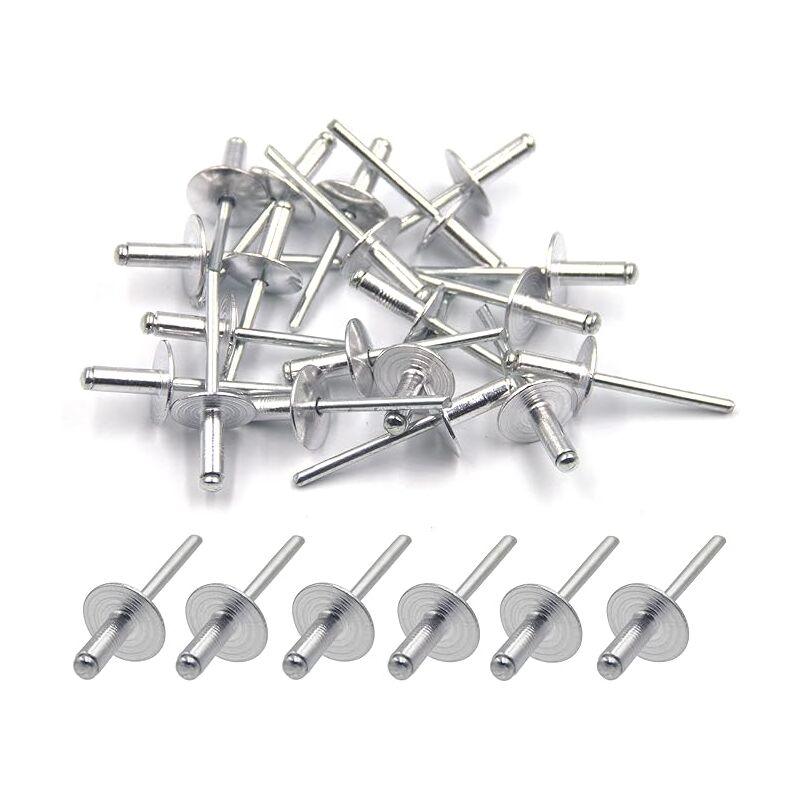 foto del prodotto sollbry rivetti ciechi in alluminio con flangia larga, 5 mm x 13 mm, confezione da 50 argento 