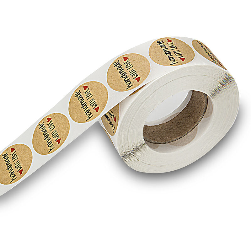 foto del prodotto sollbry rotolo di adesivi fatti a mano con amore , 2,5 cm, 500 pezzi, etichette per confezioni da forno, scatole per torte, buste, piccole