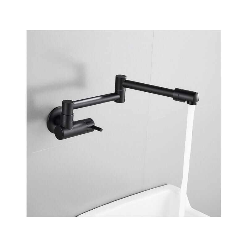 foto del prodotto sollbry rubinetto da cucina a parete, telescopico pieghevole, rubinetto a parete nero, rubinetto a parete in ottone, miscelatore a parete, uscita
