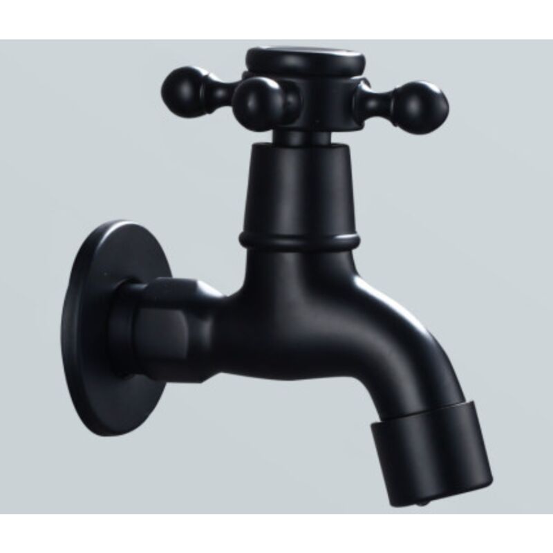 foto del prodotto sollbry rubinetto per acqua fredda vintage con maniglia singola, interfaccia g1 2 rubinetto per mocio a parete per lavandino del bagno nero 