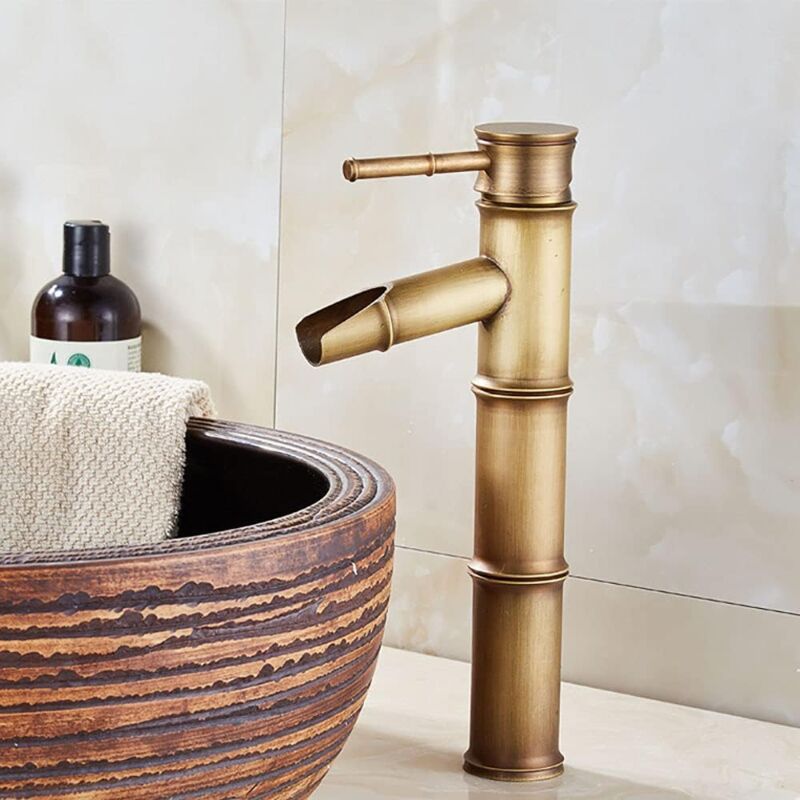 foto del prodotto sollbry rubinetto per bagno, rubinetto per lavabo in bronzo retr , rubinetto per acqua calda e fredda monoforo, adatto per diametri interni da 32