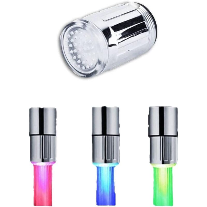 foto del prodotto sollbry rubinetto per doccia con sensore di temperatura e luce led a 3 colori, per cucina e bagno 23,5 mm 0,925 pollici 