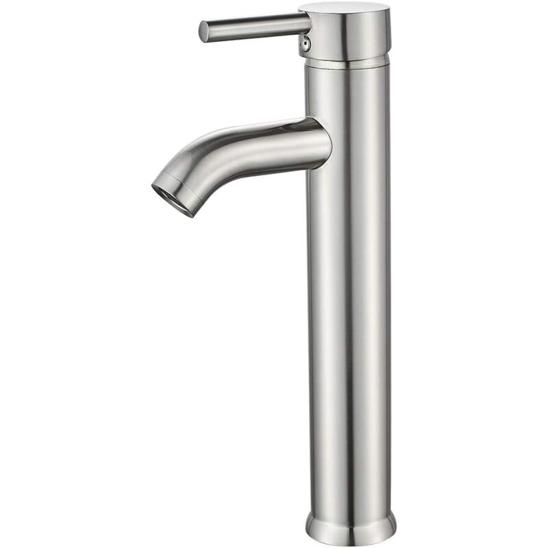foto del prodotto sollbry rubinetto per lavabo da appoggio, rubinetto per bagno in nichel spazzolato, rubinetto per lavabo monoforo, rubinetto per lavabo da bagno,