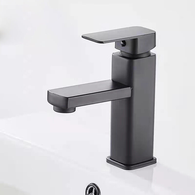 foto del prodotto sollbry rubinetto per lavabo da bagno monoforo, rubinetto per vasca in acciaio inox, rubinetto per lavabo nero, 17,5 x 10,5 cm 
