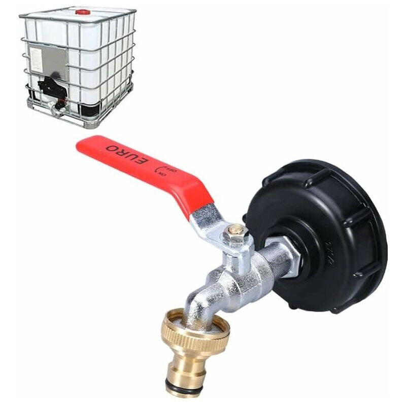 foto del prodotto sollbry rubinetto per serbatoio ibc da 1000 litri, adattatore per serbatoio d acqua ibc, rubinetto doppio per la raccolta dell acqua piovana da 1 2,