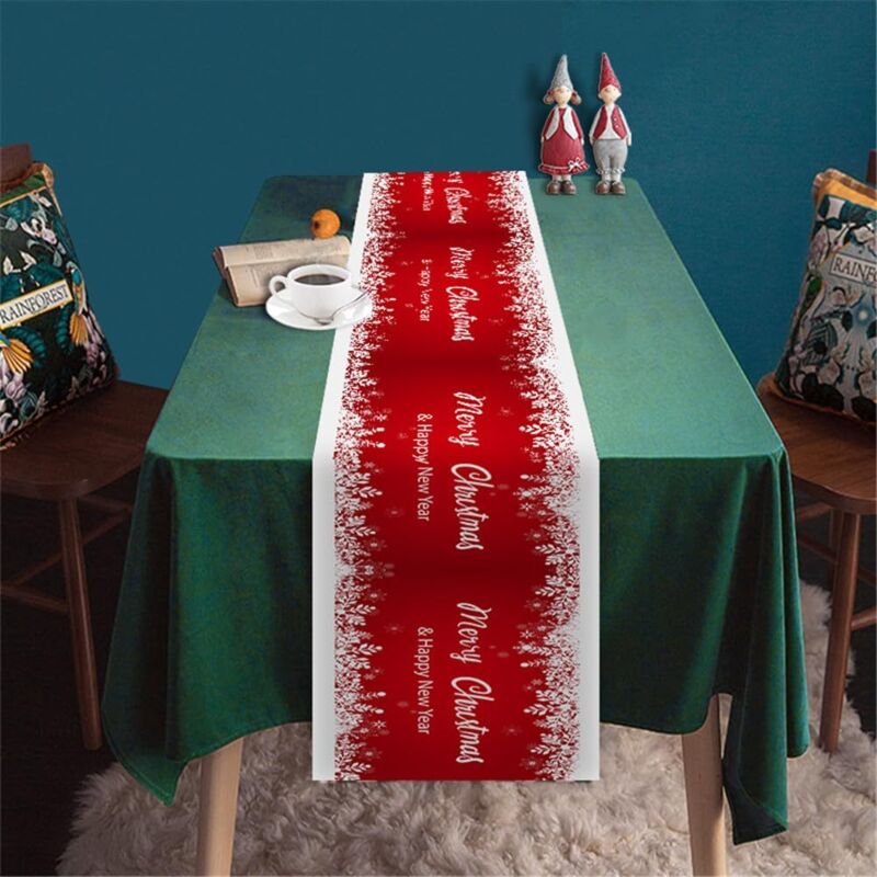 foto del prodotto sollbry runner da tavola natalizio in lino 3d, runner da tavola lavabile per decorazioni da tavola per armadi, cene, cucine, feste, matrimoni, stile