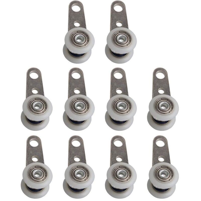 foto del prodotto sollbry ruote per mobili, 10 pezzi, 45x19 mm, puleggia con cuscinetto in metallo e due ruote in plastica per armadi, guardaroba, finestre, porte