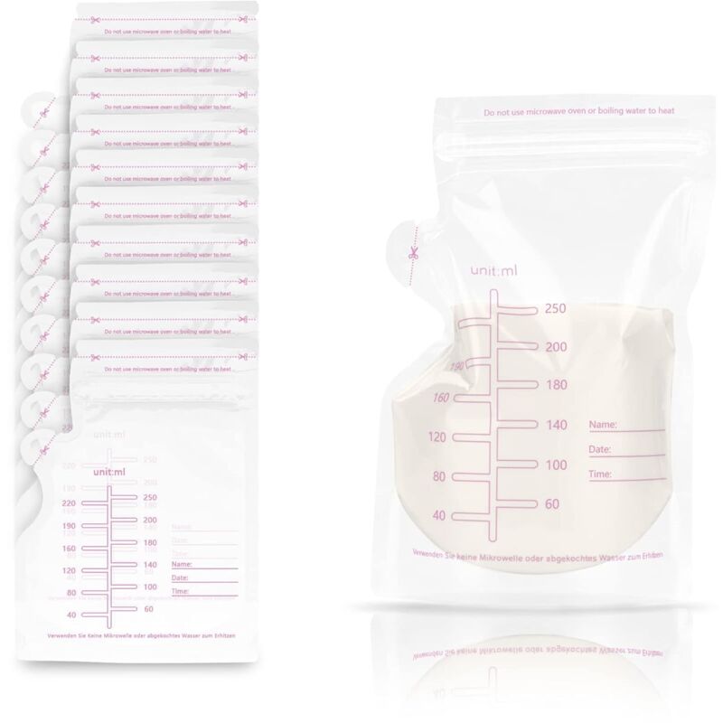 foto del prodotto sollbry sacchetti per la conservazione del latte materno, 60 pezzi sacchetti per la conservazione del latte materno capacit 250 ml sacchetto per