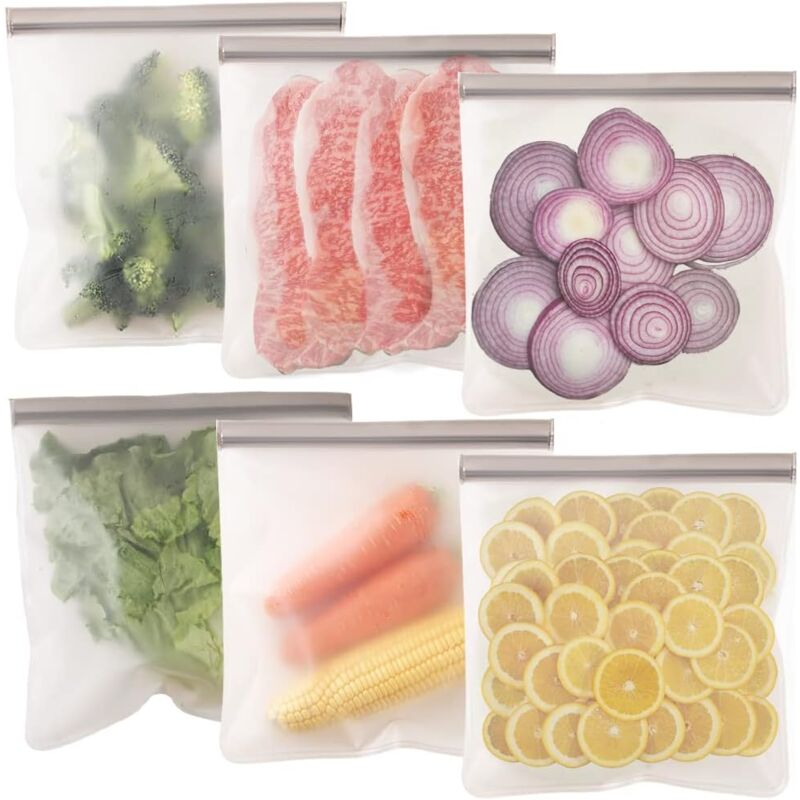 foto del prodotto sollbry sacchetti riutilizzabili con cerniera, sacchetti per la conservazione degli alimenti, sacchetti riutilizzabili a prova di perdite per
