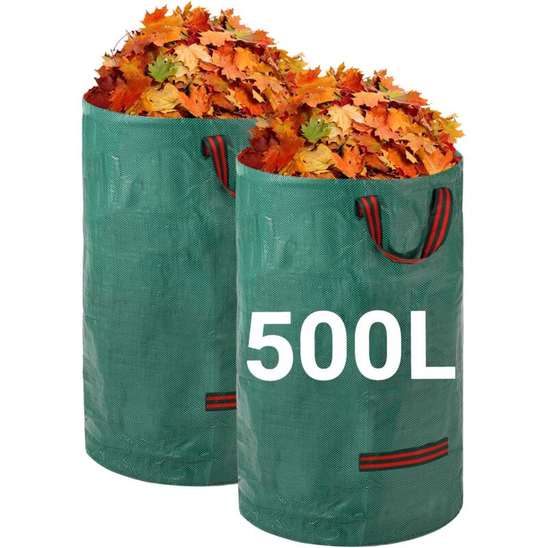 foto del prodotto sollbry sacchi per rifiuti da giardino resistenti confezione da 2 x 500 l sacchi da giardino riutilizzabili con manici tessuto industriale