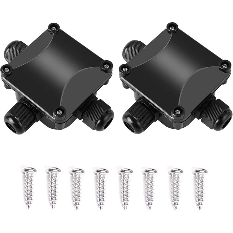 foto del prodotto sollbry scatola di giunzione elettrica impermeabile ip68, connettore per cavo a 3 vie, scatola di giunzione elettrica in plastica, set da 2 pezzi,