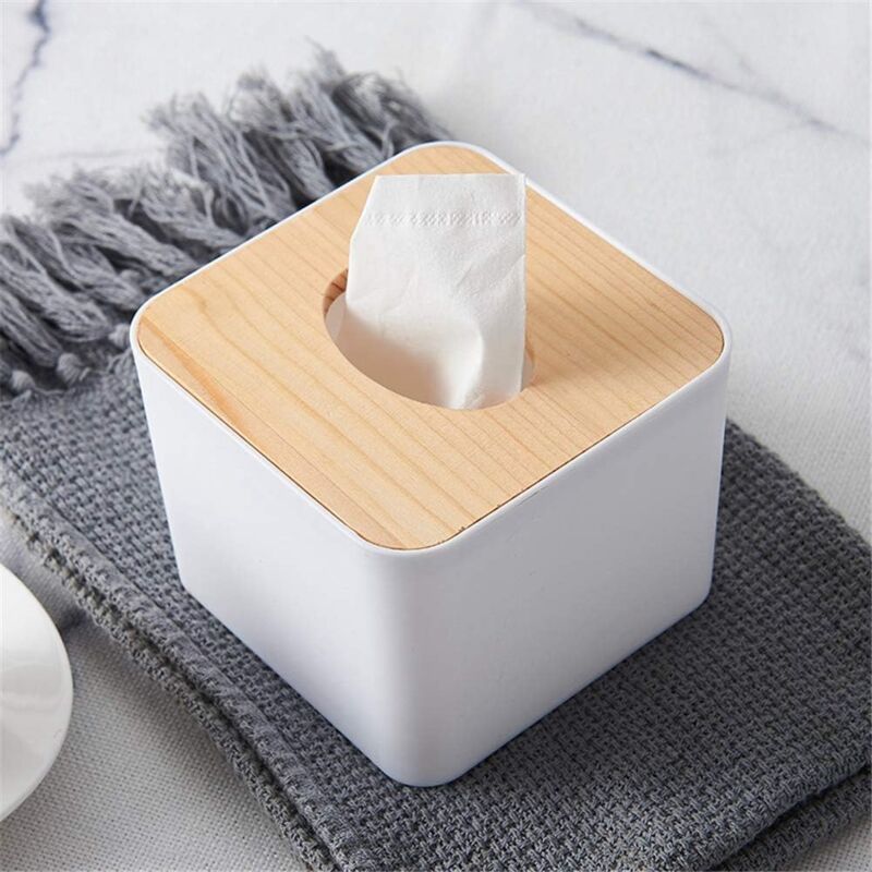 foto del prodotto sollbry scatola per fazzoletti, coperchio in legno rimovibile in plastica, organizer per fazzoletti, organizer per scatola per fazzoletti per casa,