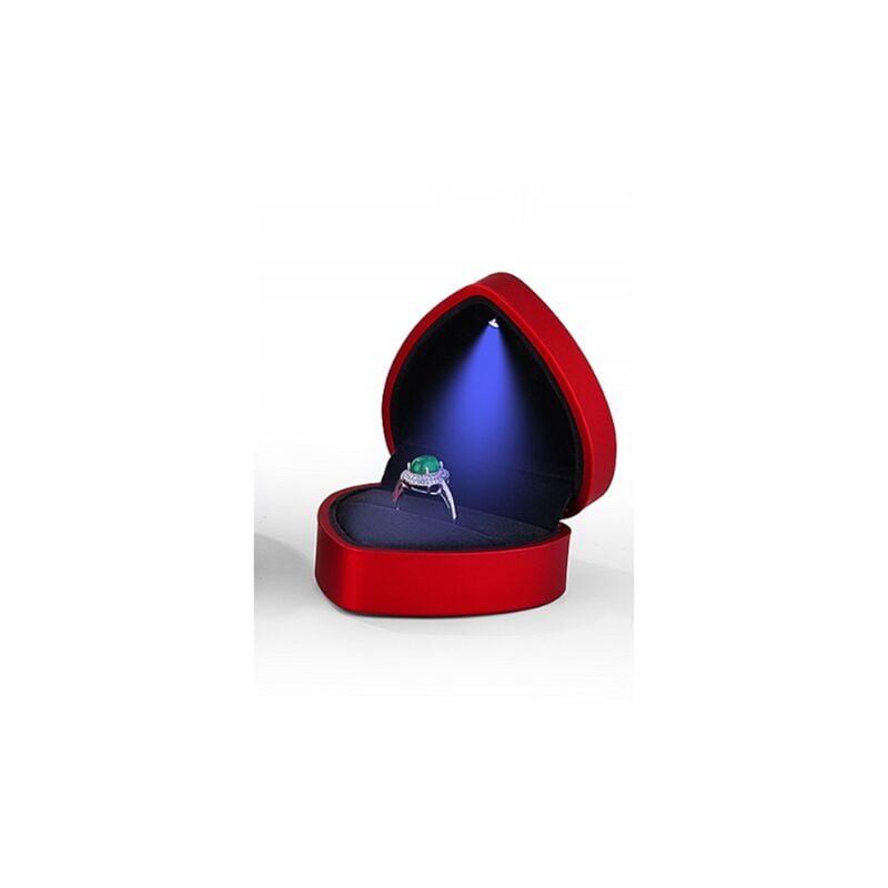 foto del prodotto sollbry scatola porta anello in velluto, con luce led, a forma di cuore, per gioielli, per matrimonio e cerimonia di fidanzamento, 70x70x40 mm