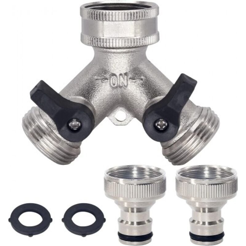 foto del prodotto sollbry sdoppiatore per tubo da giardino in ottone a 2 vie e connettore rapido per tubo dell acqua da 3 4 , adattatore per rubinetto a y, 2 valvole