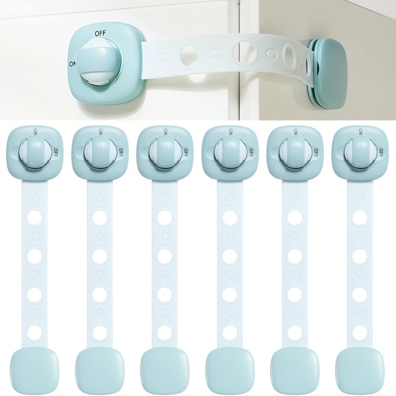 immagine 0 del prodotto sollbry serratura di sicurezza per bambini, 6 pezzi, regolabile, per armadietti, cassetti, armadietti, frigoriferi, serrature di sicurezza per