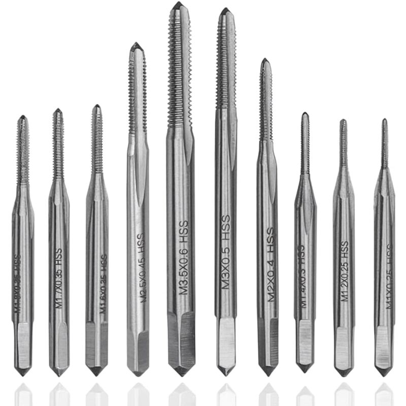 foto del prodotto sollbry set di 10 mini maschi metrici hss, maschi per macchina m1 m3.5, utensili per filettatura, maschi per micro maschi per orologi fai da te
