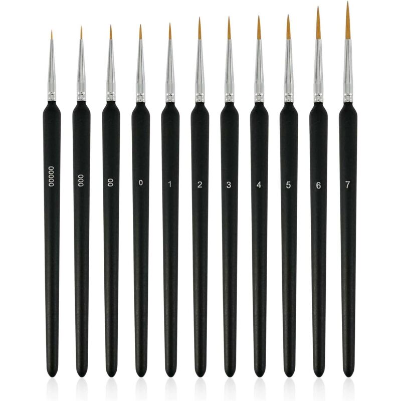 foto del prodotto sollbry set di 11 pennelli a setole morbide per contorni, kit di pennelli per pittura in miniatura, pennelli per pittura artistica per dettagli fini