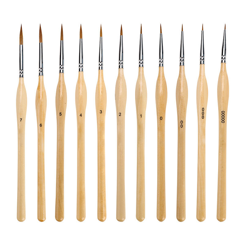 foto del prodotto sollbry set di 11 pennelli per pittura, dettagli in miniatura, setole in nylon, pennelli per olio, acrilico, acquerello e guazzo, pennelli per