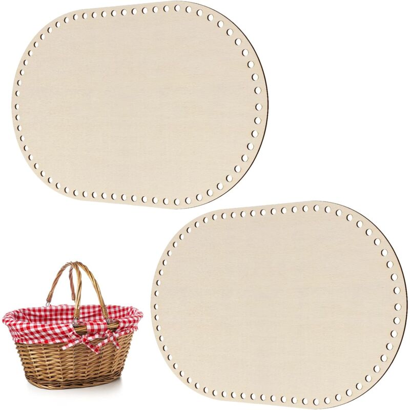 foto del prodotto sollbry set di 2 cestini in legno, fondo ovale all uncinetto, cestino all uncinetto vuoto per lavorare a maglia, cestino fai da te, arredamento per