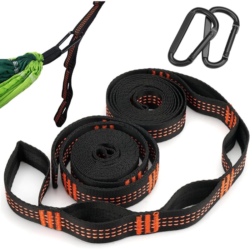 foto del prodotto sollbry set di 2 cinghie per amaca, cinghie per amaca in poliestere da 2 m x 2,5 cm con 2 moschettoni, cinghie per amaca per alberi, carico massimo