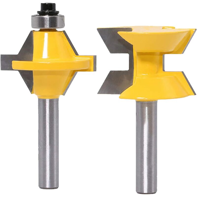 foto del prodotto sollbry set di 2 punte per fresa da 8 mm, 120 gradi, per lavorazione del legno, scalpello per taglio scanalature