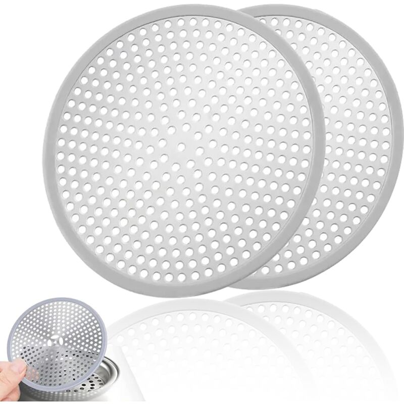 foto del prodotto sollbry set di 2 raccoglitori per capelli in acciaio inox e silicone 12 cm argento 