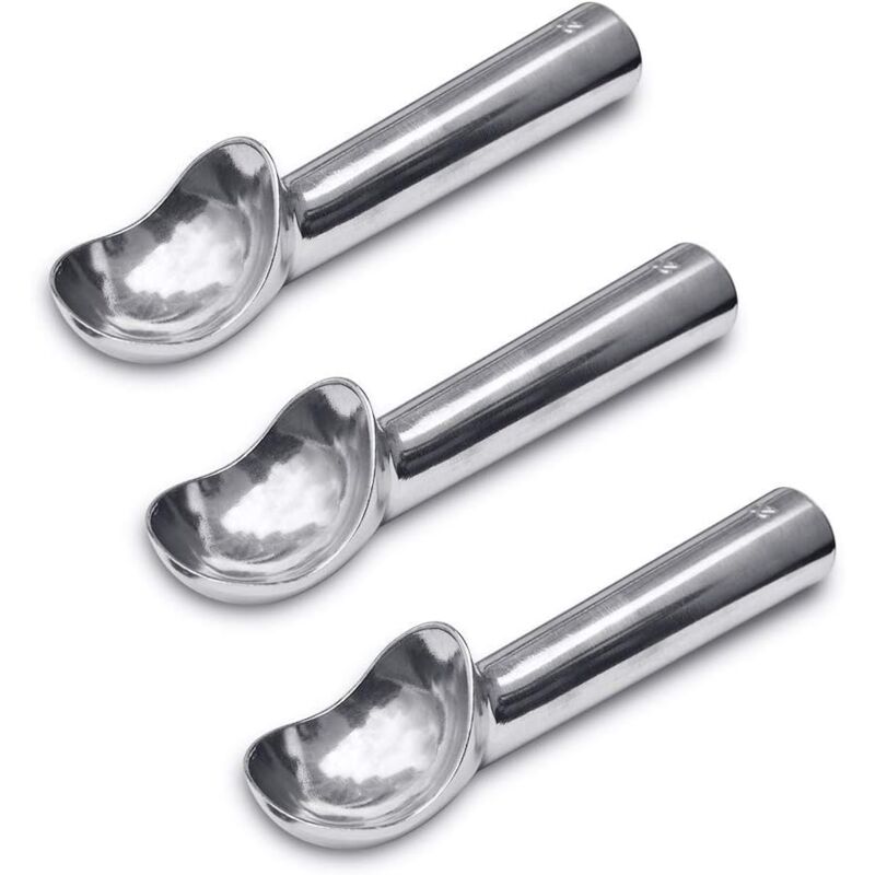 foto del prodotto sollbry set di 3 cucchiai per gelato in acciaio inossidabile, manico termoconduttivo, antiaderente e facile da usare, design semplice in alluminio