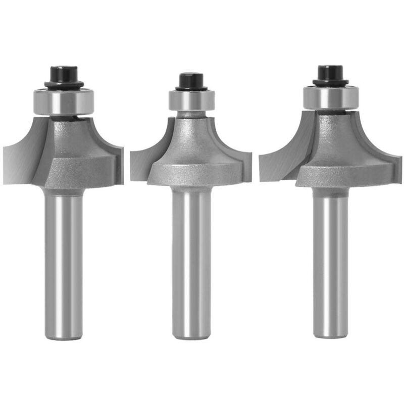 foto del prodotto sollbry set di 3 frese per bordi arrotondati e perline con gambo da 8 mm, frese per bordi arrotondati e perline con cuscinetto per lavorazione del