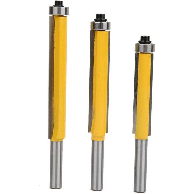 foto del prodotto sollbry set di 3 frese per legno con gambo da 8 mm con cuscinetto per legno, fresa gialla 