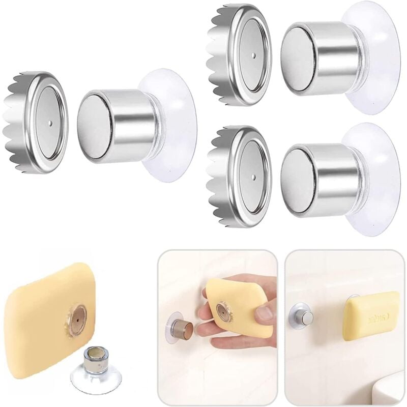 foto del prodotto sollbry set di 3 portasapone magnetici con ventose portasapone magnetico per doccia a parete supporto a parete in acciaio inox senza foratura per