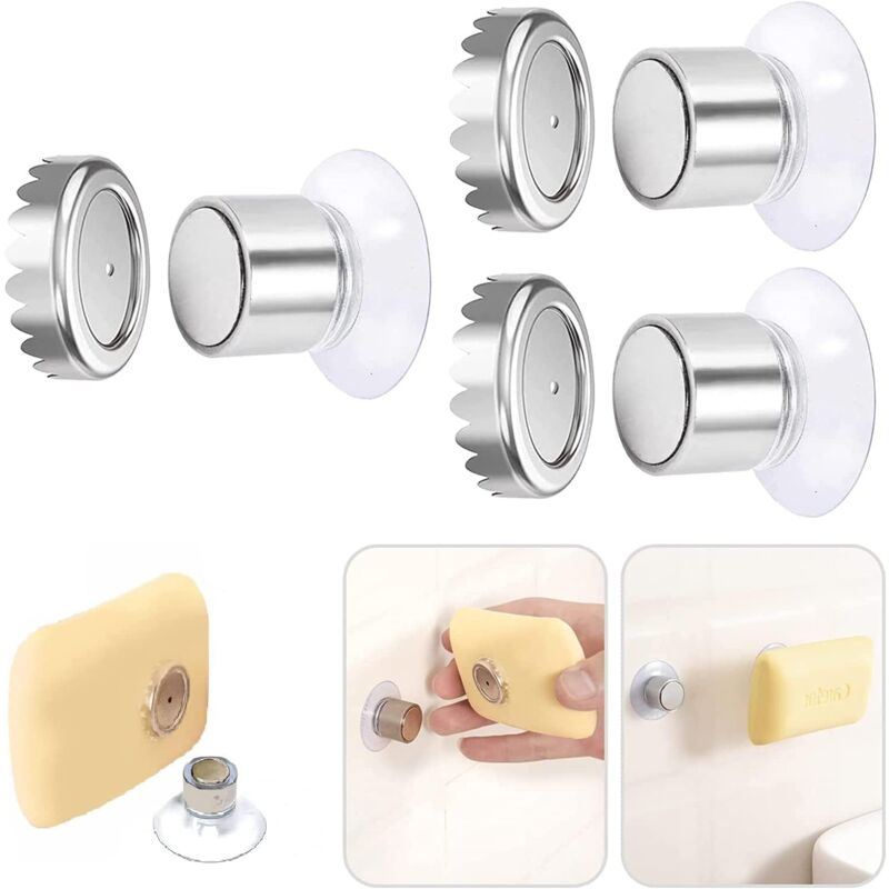 foto del prodotto sollbry set di 3 portasapone magnetici con ventose portasapone magnetico per doccia a parete supporto a parete in acciaio inox senza foratura per