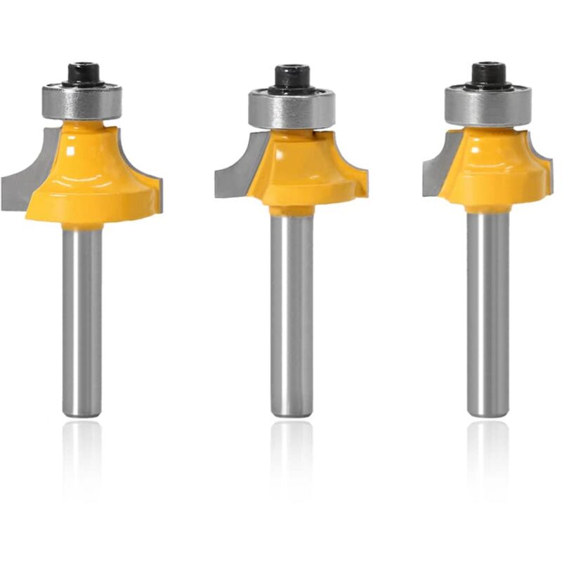 foto del prodotto sollbry set di 3 punte per fresa arrotondatrice per legno, gambo da 8 mm, punte per fresa arrotondatrice con punta in carburo, strumento per