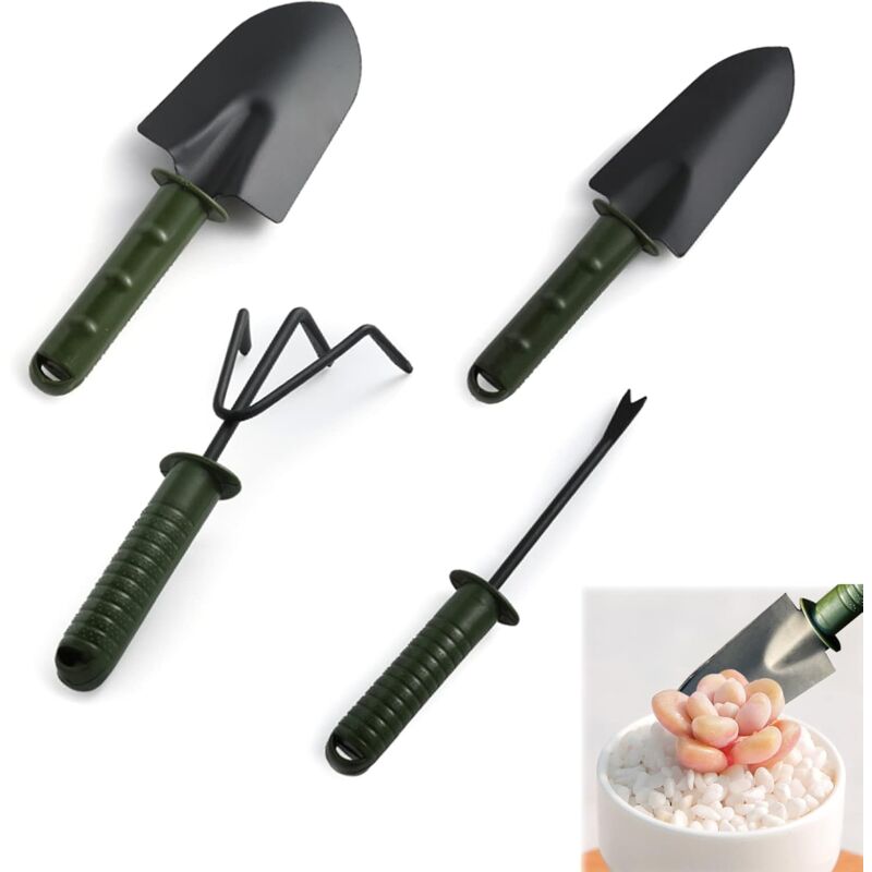 foto del prodotto sollbry set di 4 attrezzi da giardinaggio, mini kit da giardinaggio, attrezzi antiruggine