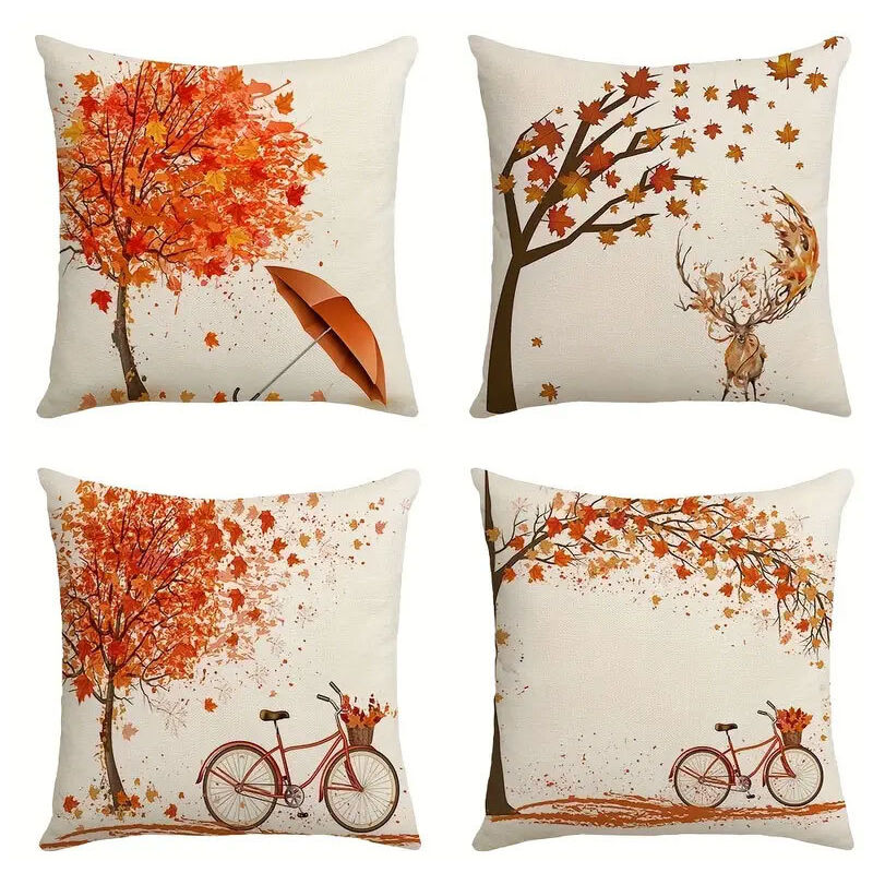 foto del prodotto sollbry set di 4 federe per cuscini del giorno del ringraziamento, 45 x 45 cm, federe decorative autunnali in poliestere e lino, federe per cuscini