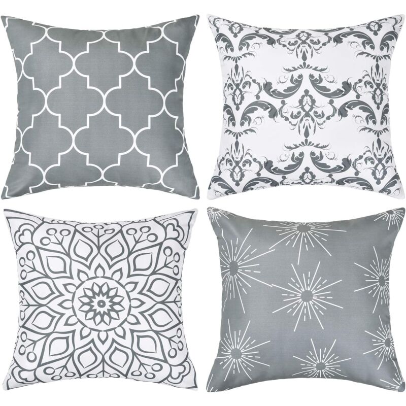 foto del prodotto sollbry set di 4 fodere per cuscini morbidi 45 x 45 cm, federa per cuscino per divano e camera da letto, grigio