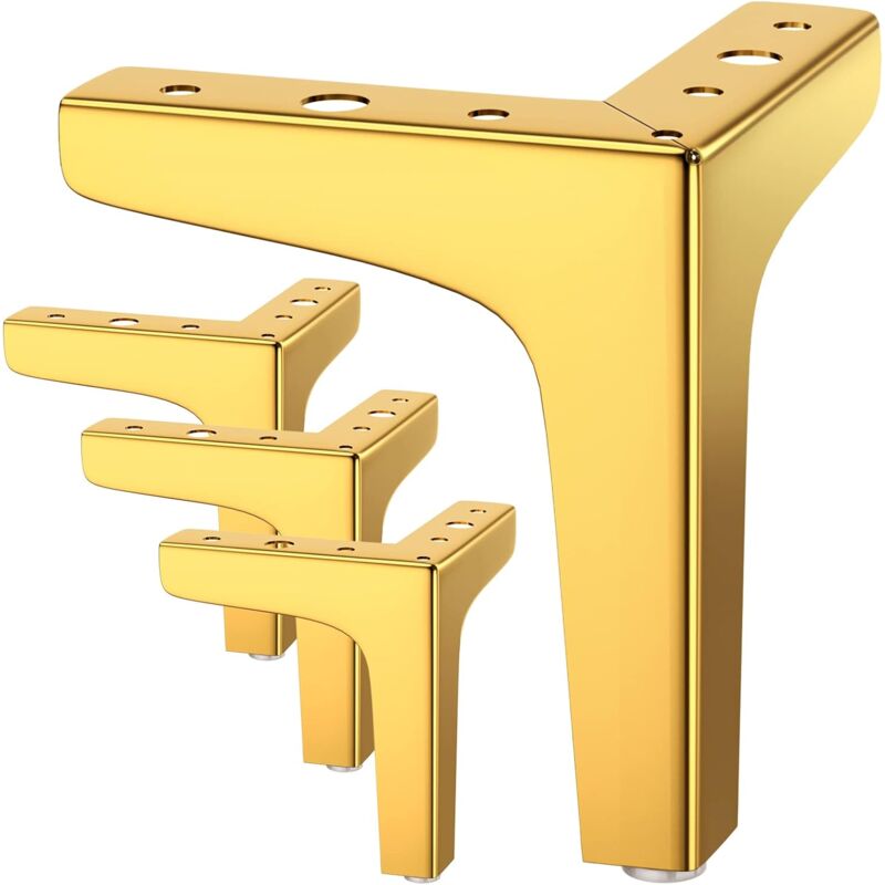 foto del prodotto sollbry set di 4 gambe per mobili con portata fino a 800 kg, gambe per tavolo in metallo triangolari moderne da 10 cm, gambe per mobili a forcina