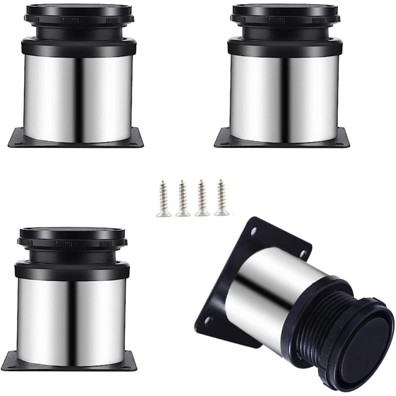 foto del prodotto sollbry set di 4 gambe regolabili in acciaio inox per mobili, 50x60 mm, gambe per mobili, gambe in metallo, per mobili, cucina, scrivania, gambe