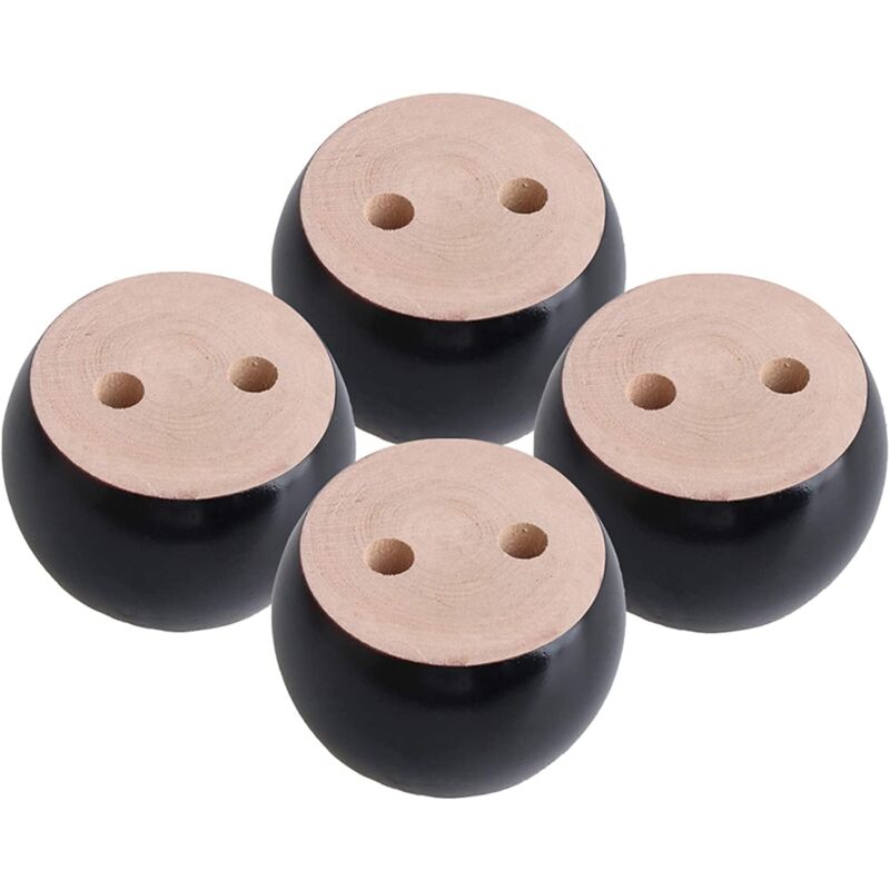 foto del prodotto sollbry set di 4 gambe rotonde in legno per mobili, altezza 5 cm, per divano, letto, poltrona, armadio, con viti e nastro adesivo nero 