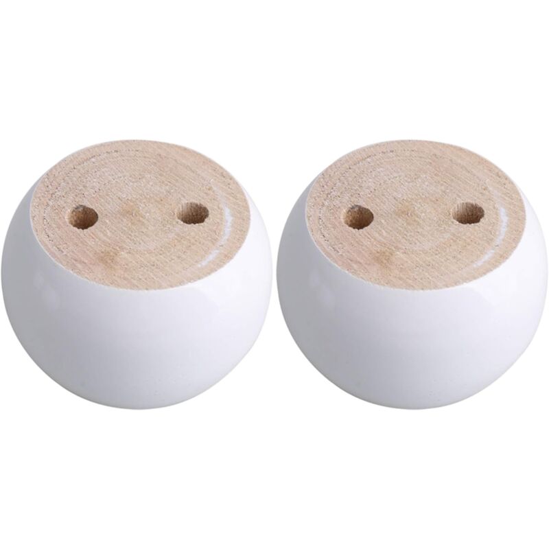foto del prodotto sollbry set di 4 gambe rotonde per mobili in legno di eucalipto bianco 8 x 8 x 5 cm. possono supportare un peso di circa 100 kg.