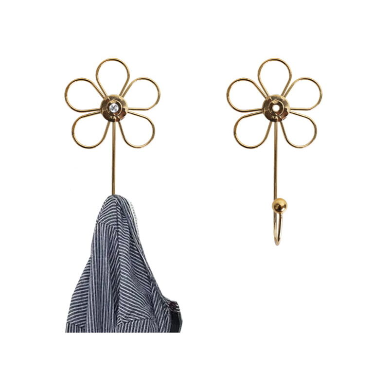 foto del prodotto sollbry set di 4 ganci decorativi da parete a forma di fiore dorato per appendere sciarpe, asciugamani, chiavi, borse, cappelli