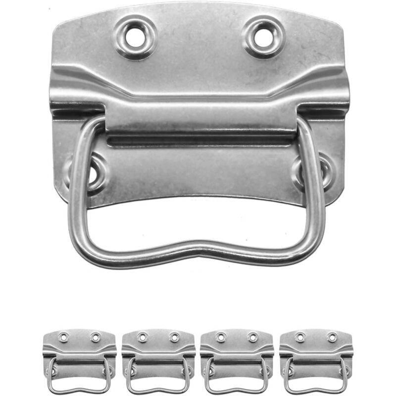 foto del prodotto sollbry set di 4 maniglie pieghevoli in metallo massiccio per casse acciaio inossidabile argento 90 x 64 mm