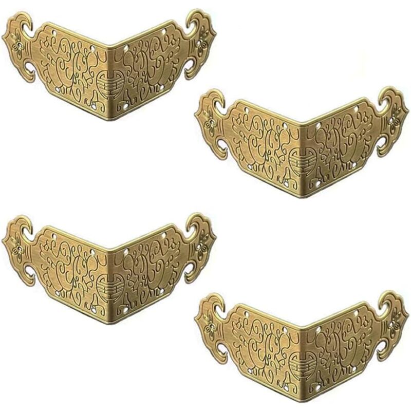 foto del prodotto sollbry set di 4 protezioni angolari decorative in ottone anticato in stile vintage per mobili, tavoli e sedie, porta tv