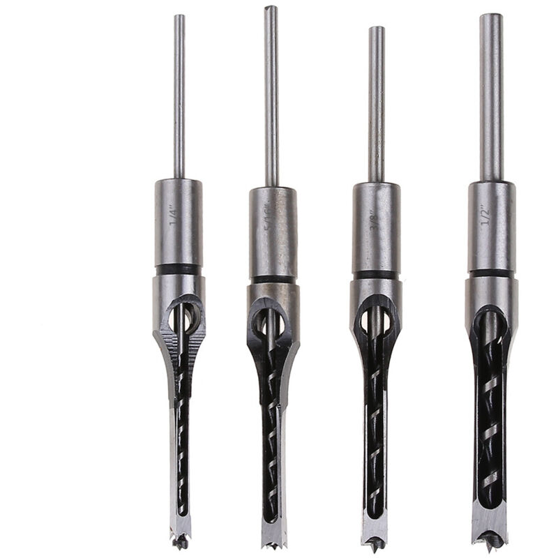 foto del prodotto sollbry set di 4 punte per trapano a foro quadrato, punte per trapano per legno a foro quadrato, scalpello per mortasa a foro quadrato