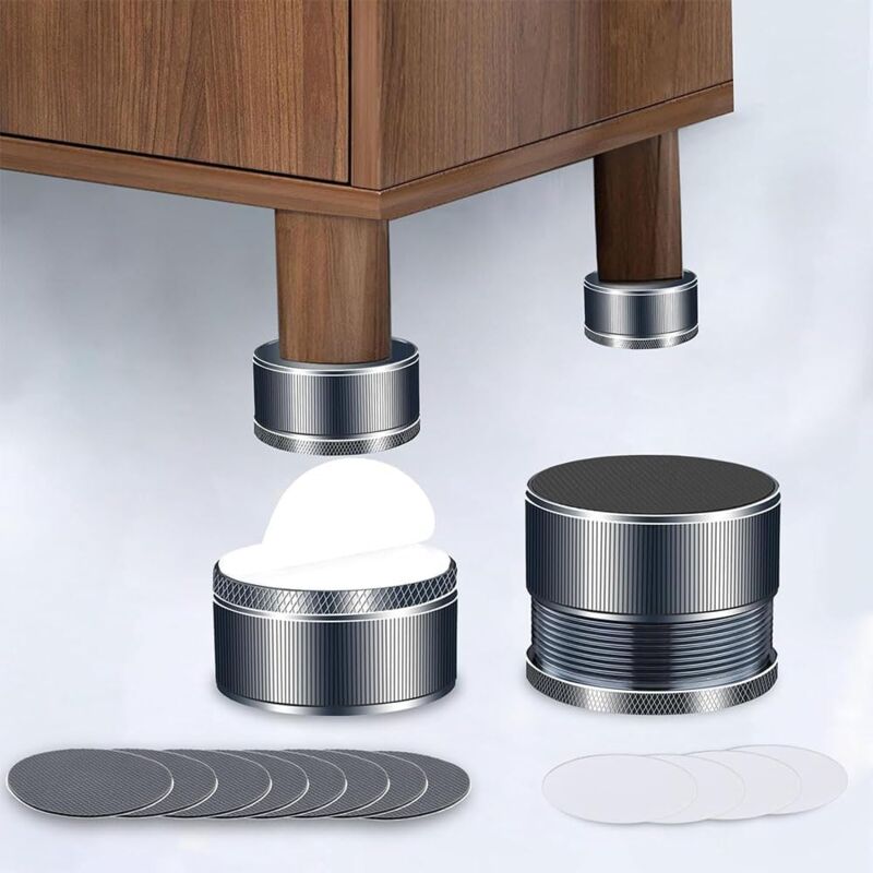 foto del prodotto sollbry set di 4 rialzi regolabili per letto e mobili, gambe regolabili in metallo per mobili, altezza regolabile