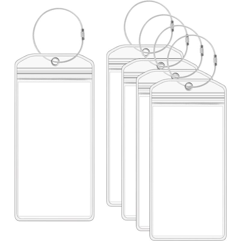 foto del prodotto sollbry set di 5 etichette per valigie, etichette trasparenti per valigie, etichette per valigie da viaggio, etichette per valigie da crociera per