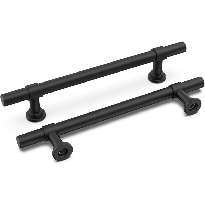 foto del prodotto sollbry set di 5 maniglie nere per mobili da cucina, maniglie nere, distanza dal centro 128 mm, maniglia per porta interna, maniglia per mobile,