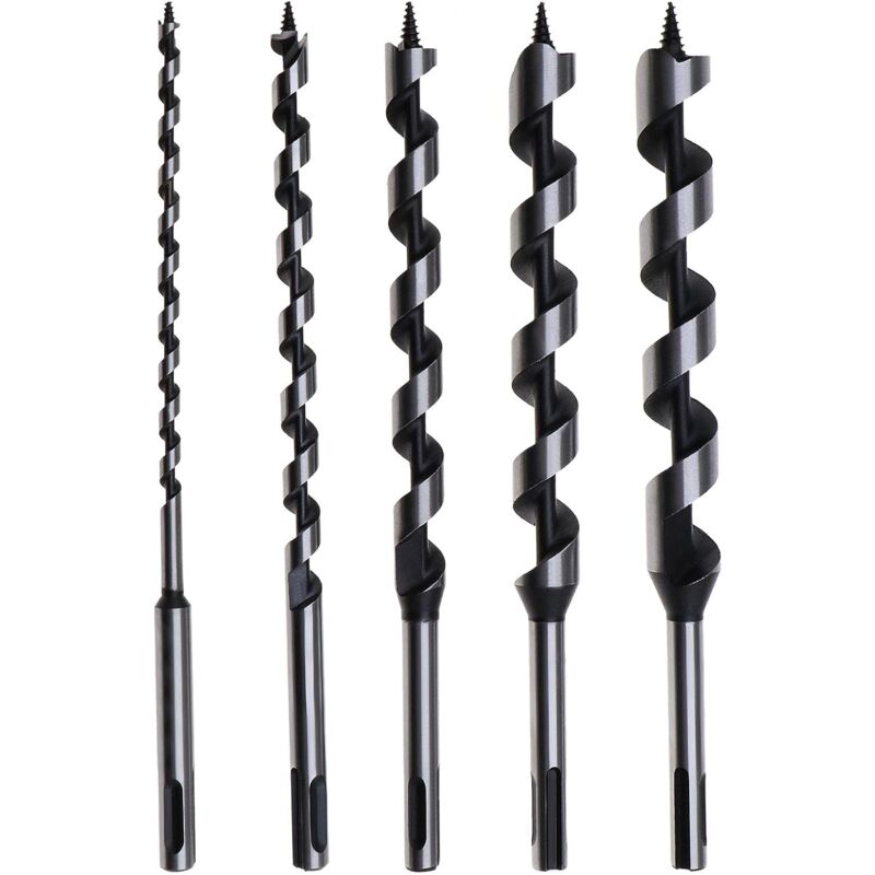 foto del prodotto sollbry set di 5 punte elicoidali con attacco sds plus per lavorazione del legno 230 mm 6 10 14 18 20 mm